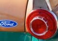 Close-up of a Ford vehicle taillight with the Ford logo. Related to the recall of 272,817 vehicles due to a battery fault in the US