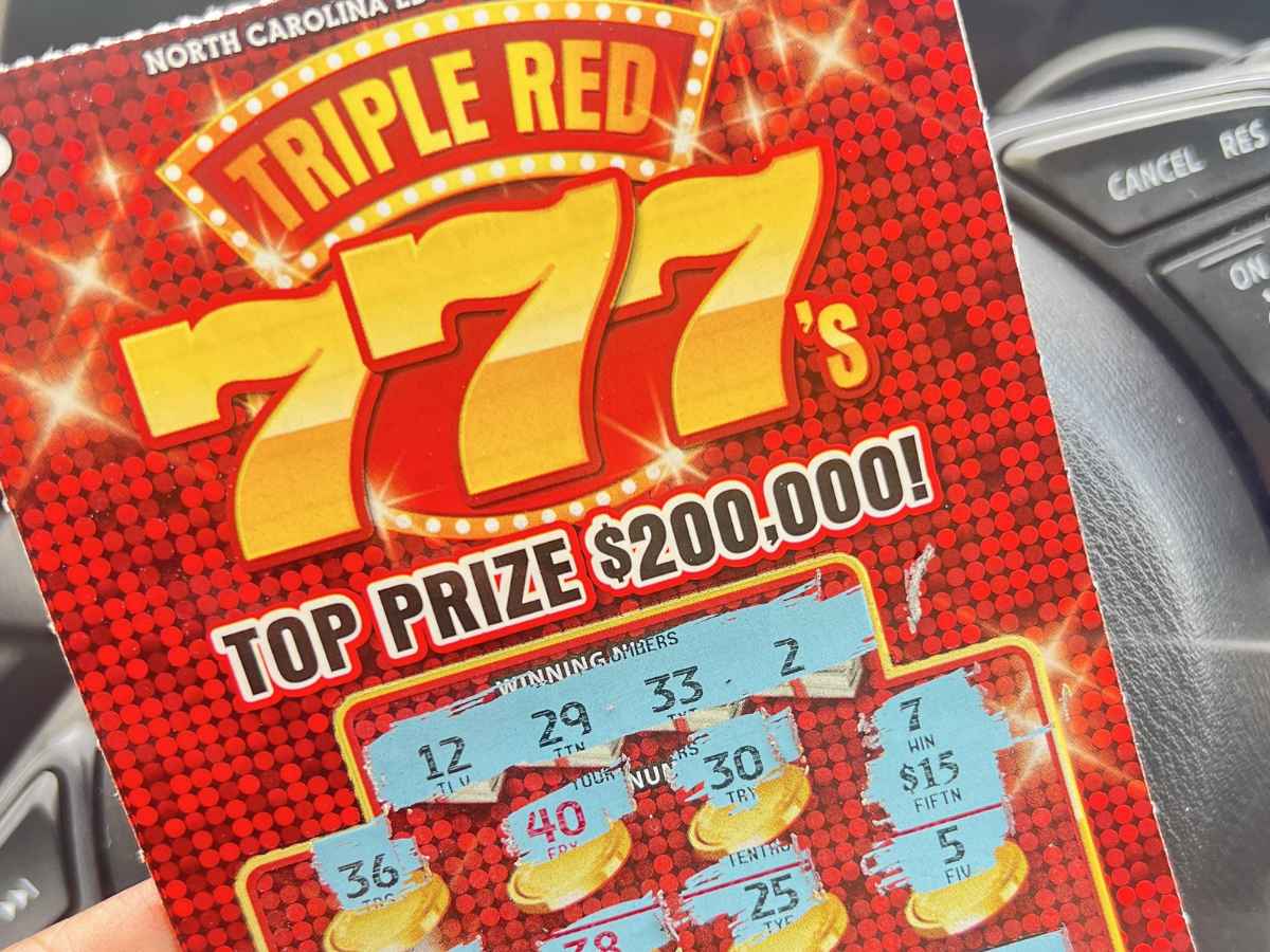 Close-up of a Triple Red 777 scratcher ticket like the one that earned a homeless San Luis Obispo man a $1 million California Lottery jackpot