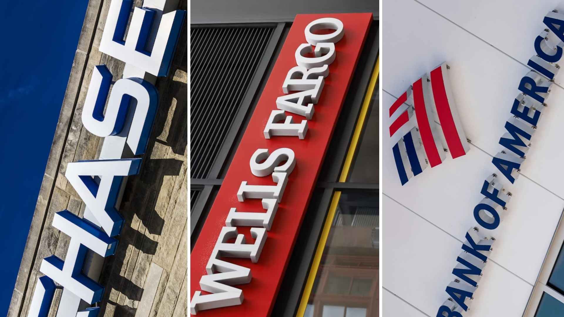 Chase, Wells Fargo and Bank of America branch signs signal confirmed closures affecting workers and customers nationwide