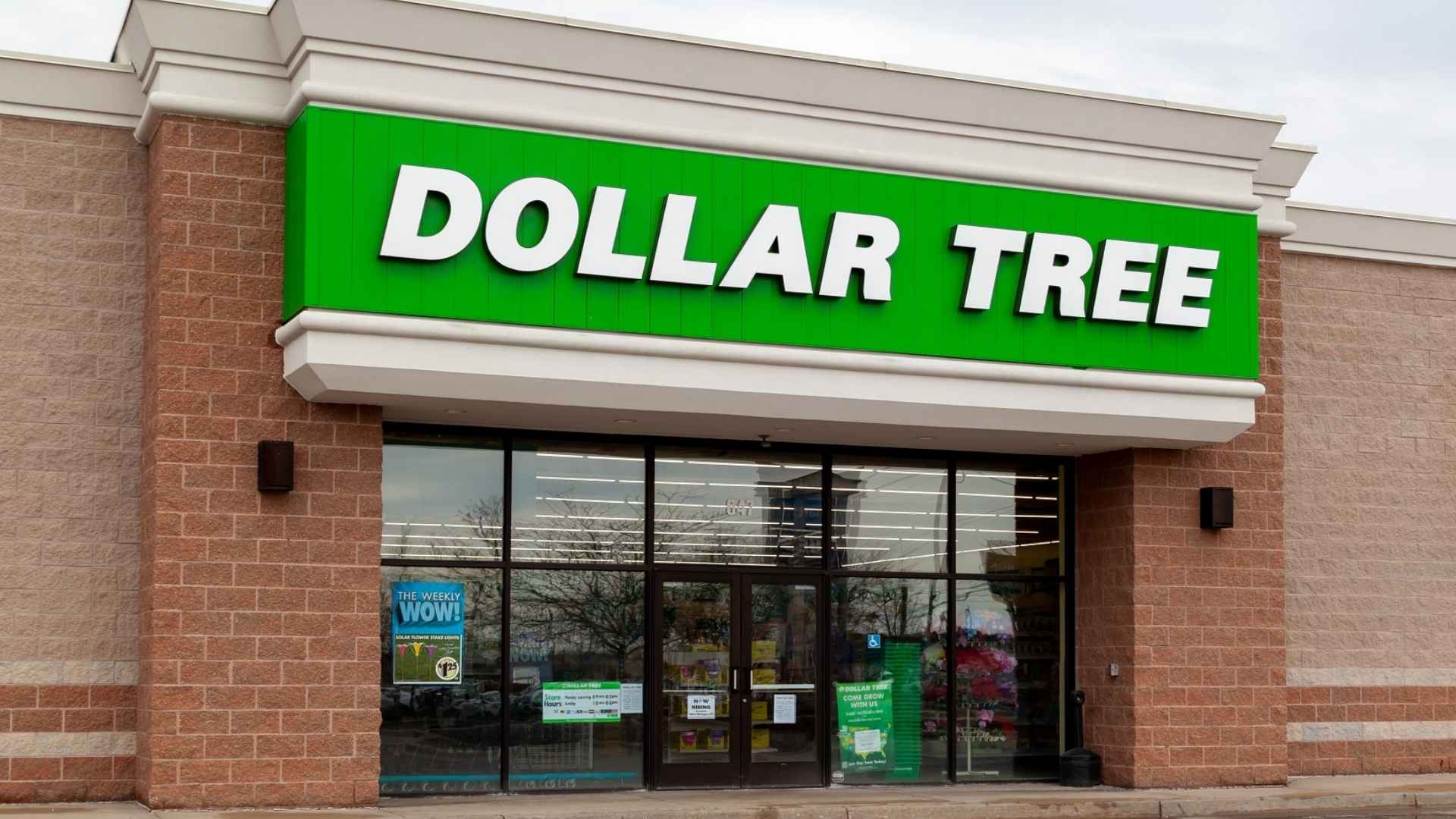 Exterior view of Dollar Tree store with bright green signage, illustrating 2025 hourly wage report for cashiers through warehouse workers