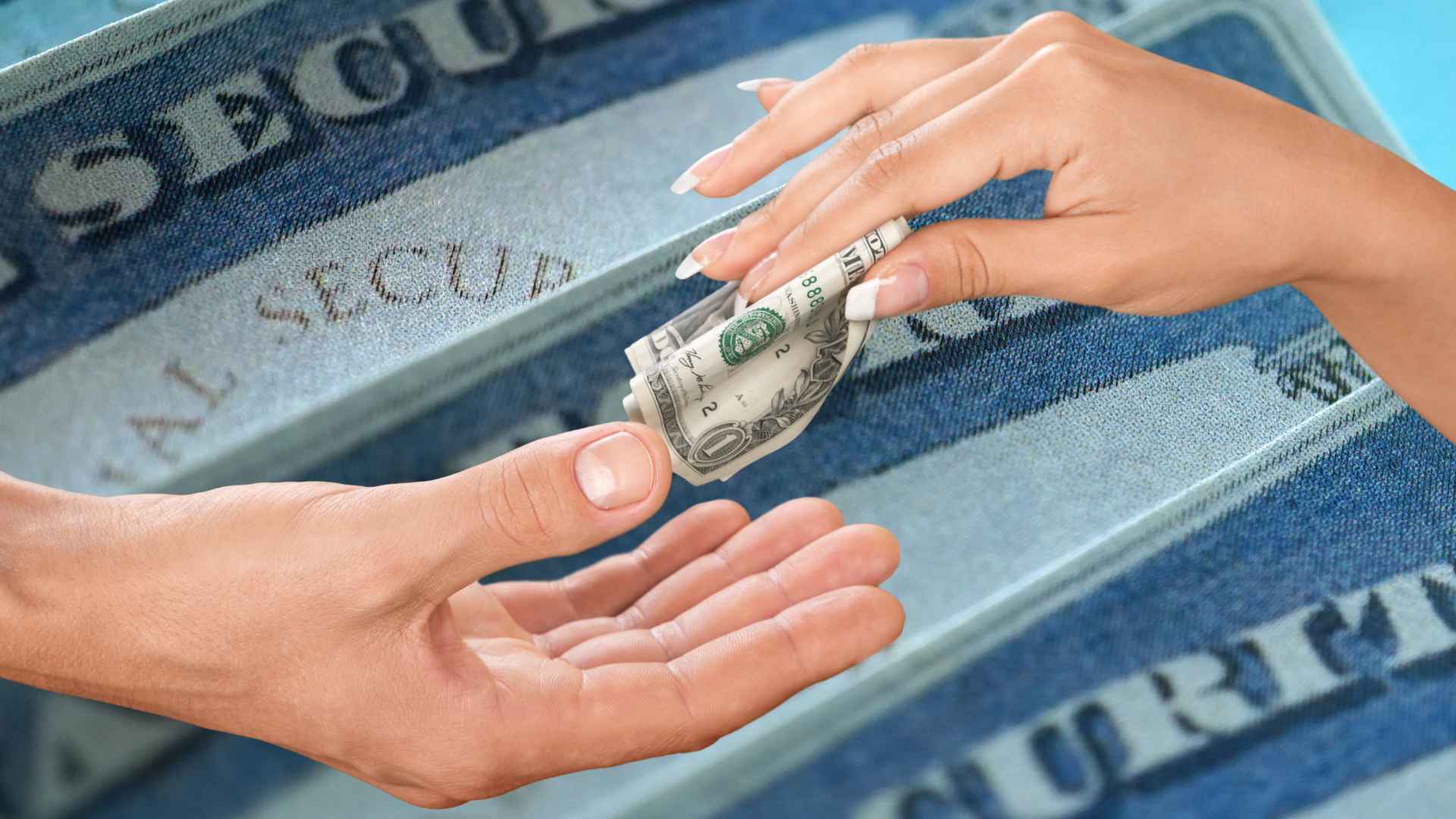 Hands passing cash over a Social Security card backdrop, illustrating Pennsylvania seniors, widows and disabled residents receiving $380–$1,000 property or rent tax refunds