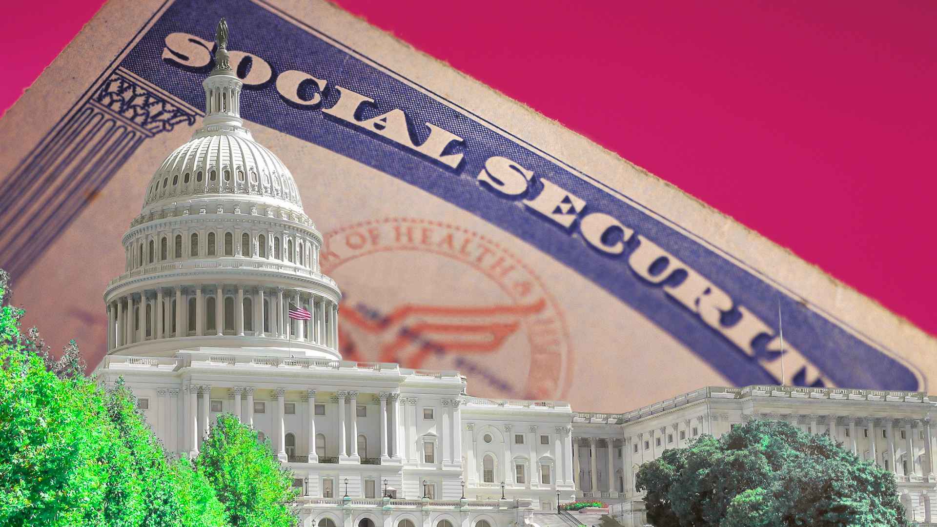 U.S. Capitol building with a Social Security certificate overlay, symbolizing SSA lump-sum payments for WEP/GPO corrections