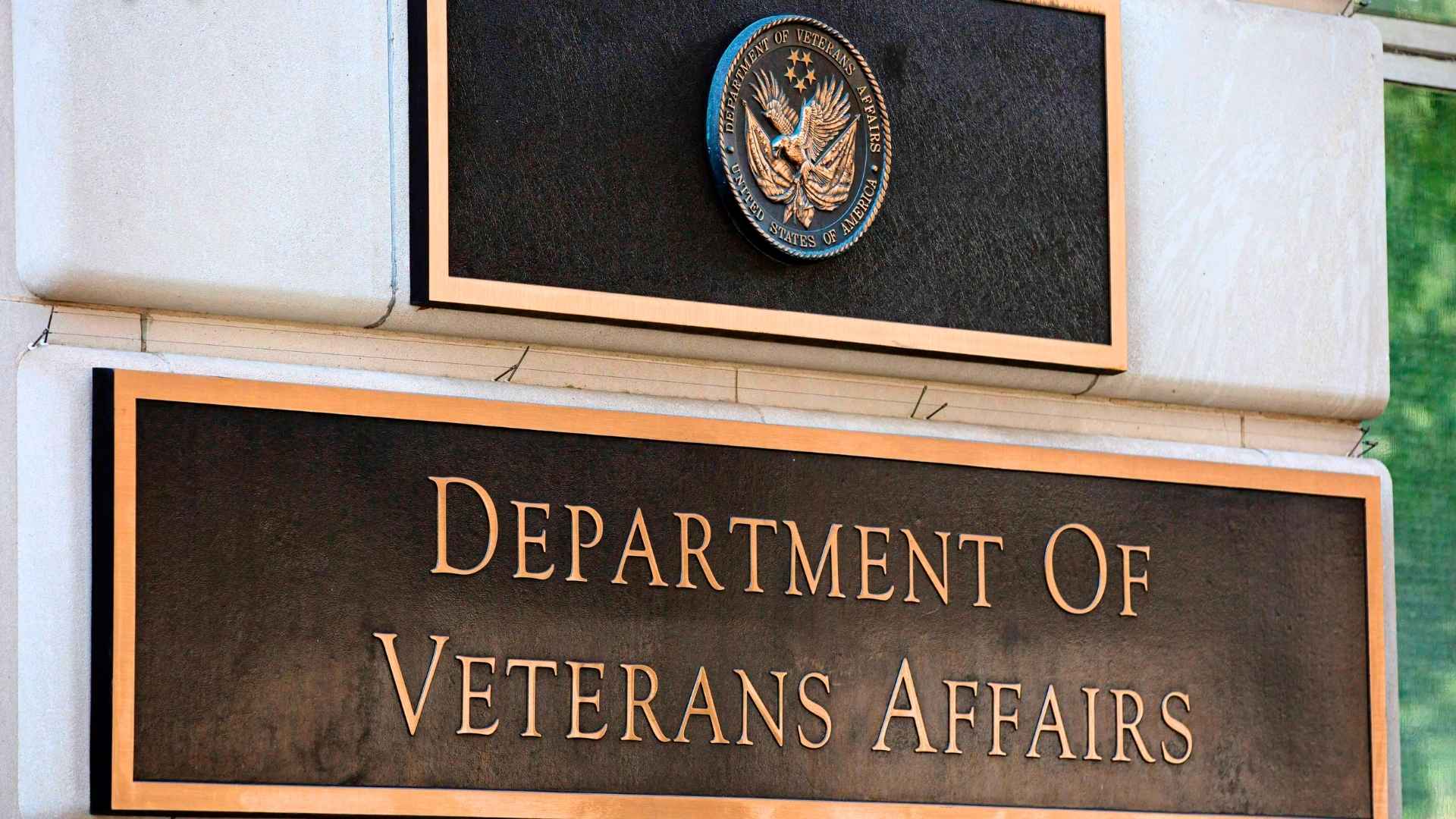 Exterior sign for the U.S. Department of Veterans Affairs, symbolizing 2025 VA disability benefit updates for adding new dependents.