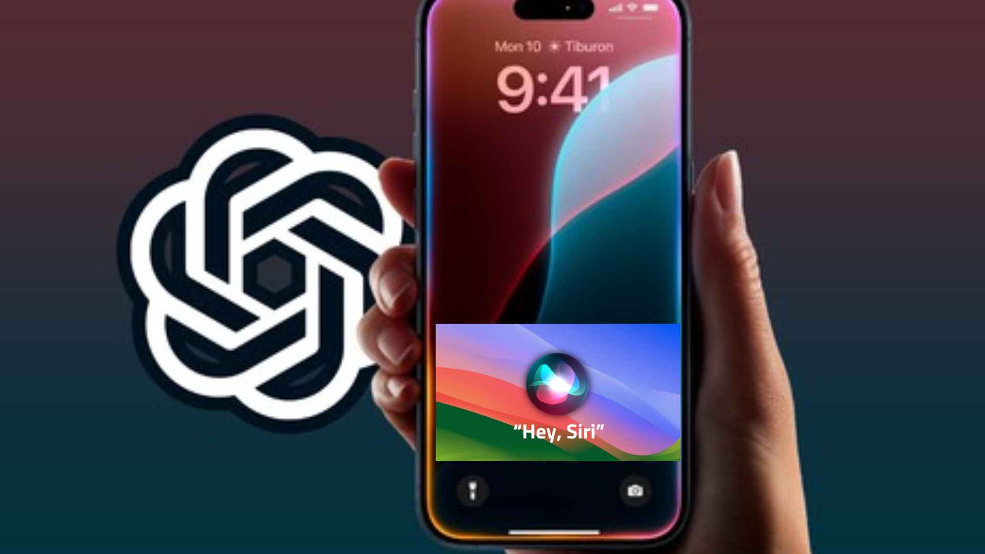 Hand holding an iPhone displaying Siri and ChatGPT logos, representing Apple’s delayed AI Siri upgrade