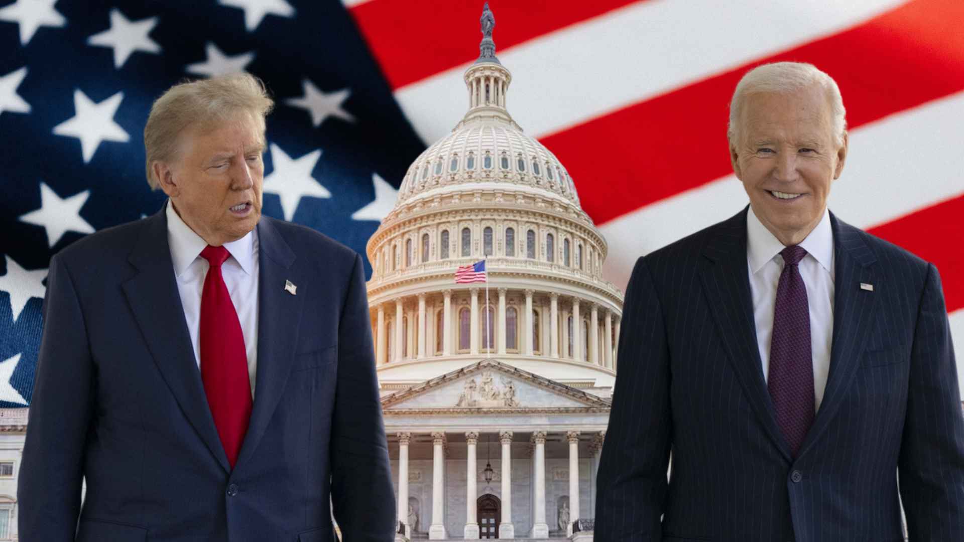 Two prominent political figures stand before the U.S. Capitol and an American-flag backdrop, illustrating restored Social Security benefits for retirees.