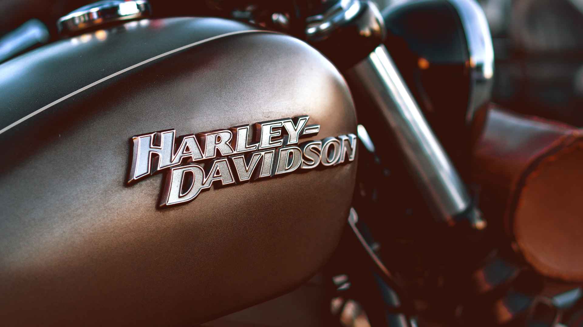Harley-Davidson motorcycle fuel tank with logo in close-up view