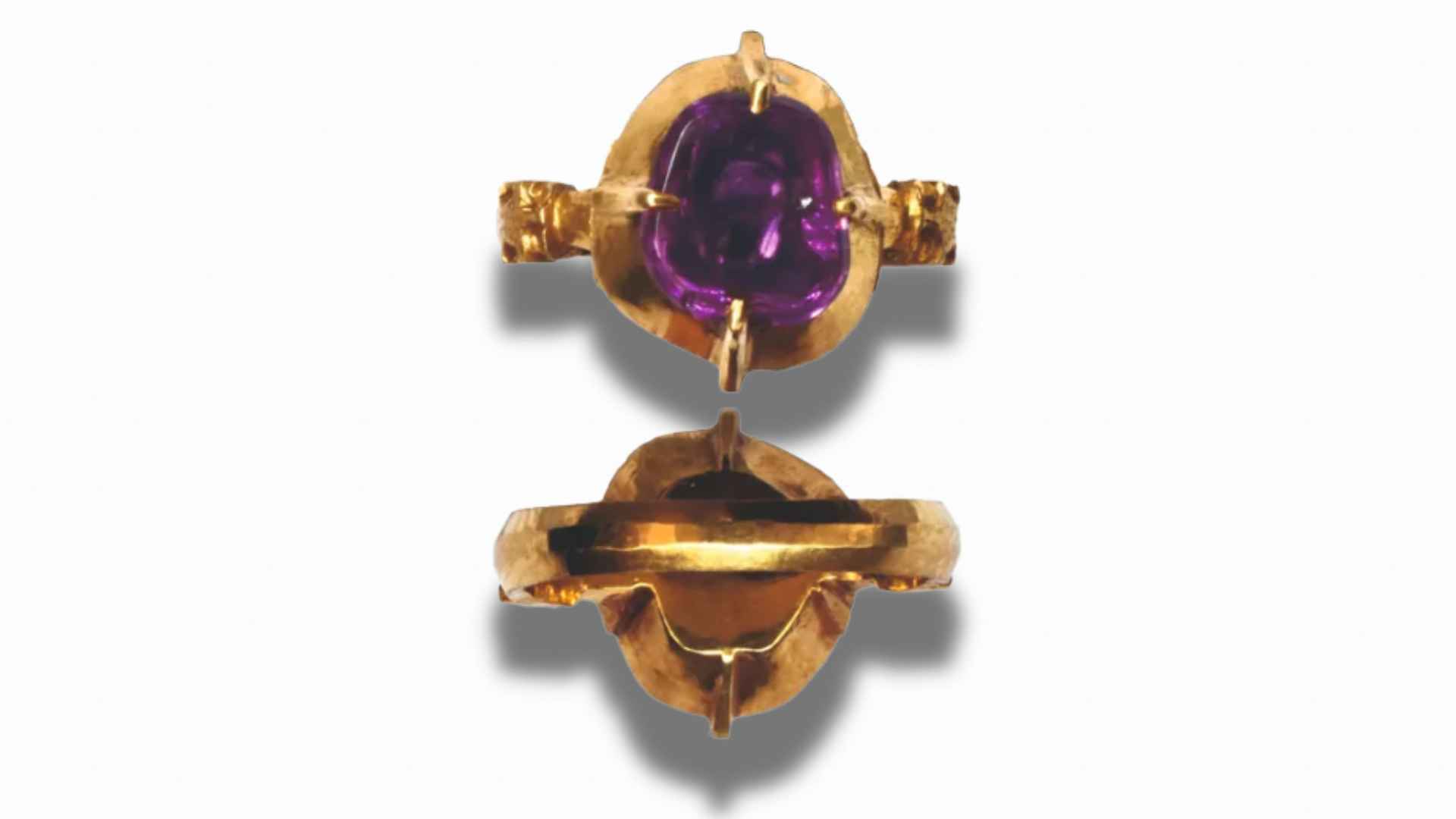medieval 18-karat gold ring with rare purple sapphire found in Slovak castle