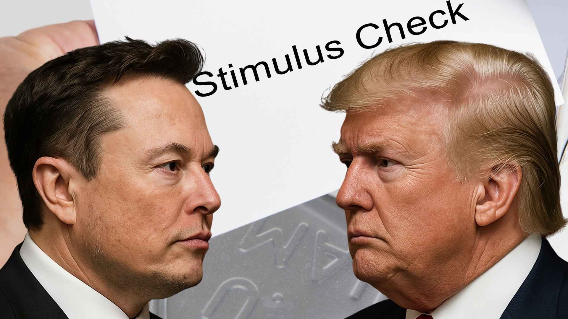 Elon Musk and Donald Trump facing each other over vanished $5,000 stimulus check.