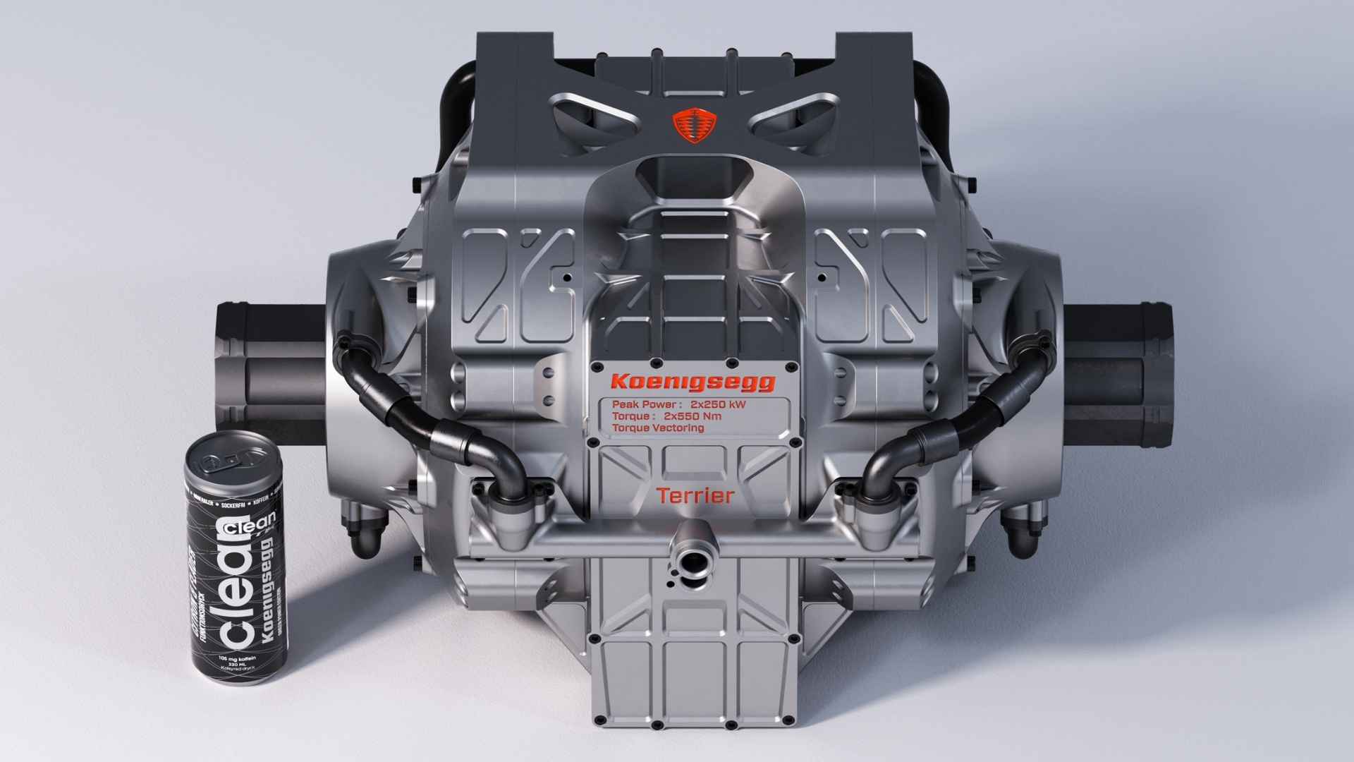 Koenigsegg electric motor with peak power of 500 kW and torque of 1,100 Nm, designed for automotive innovation.