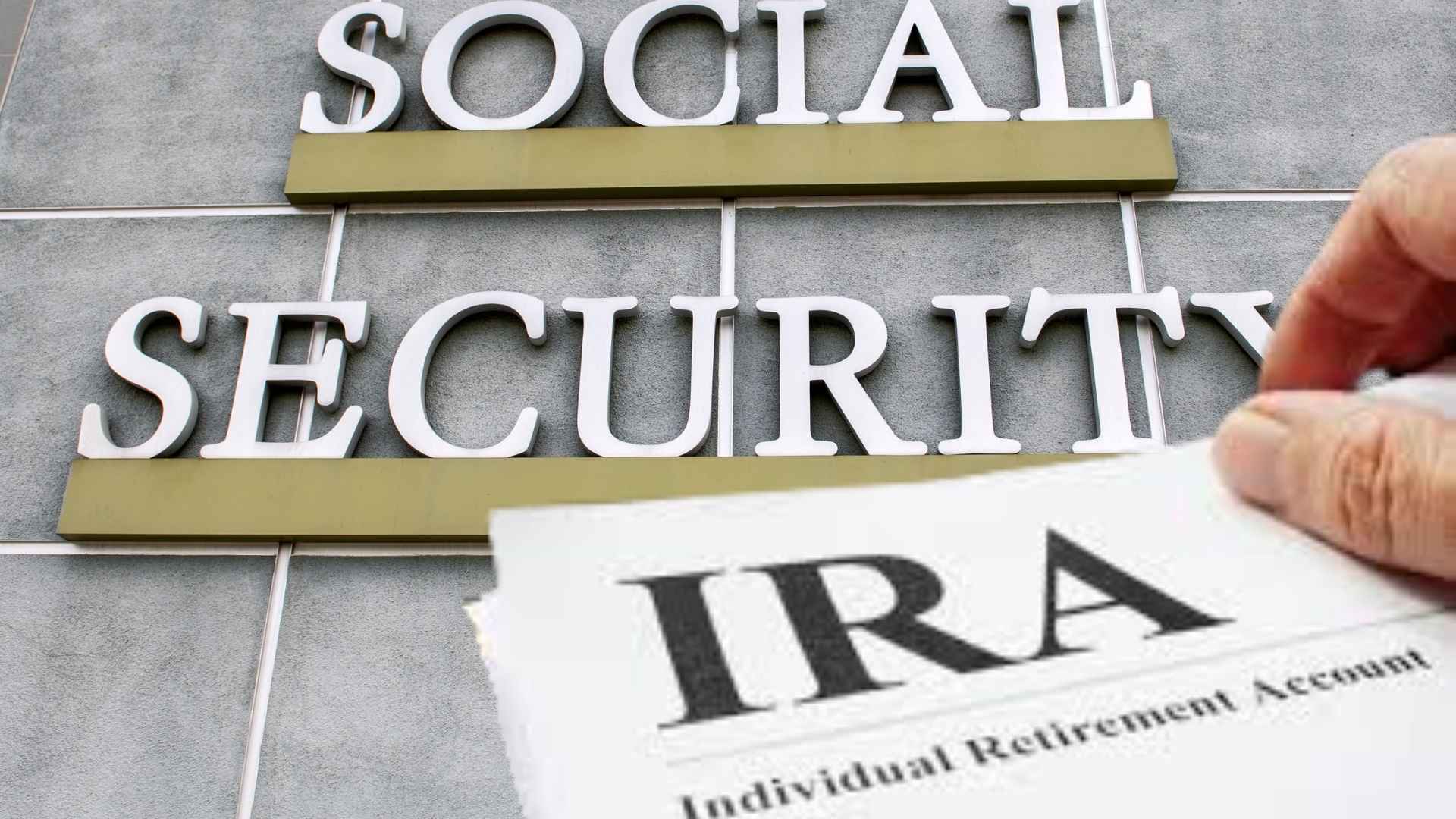 Social Security building with IRA Individual Retirement Account document
