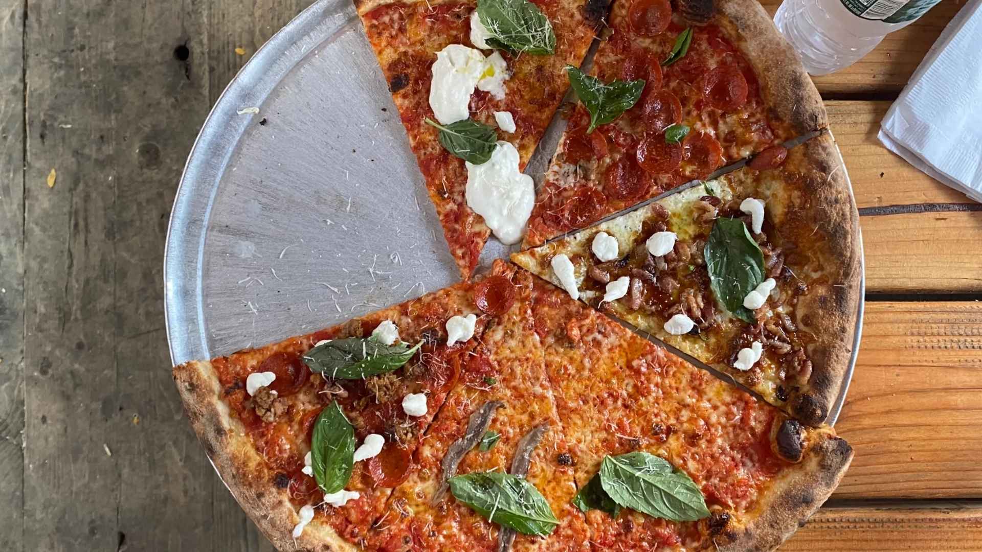 Freshly baked pizza from L’Industrie in Brooklyn, voted the best pizza in the United States