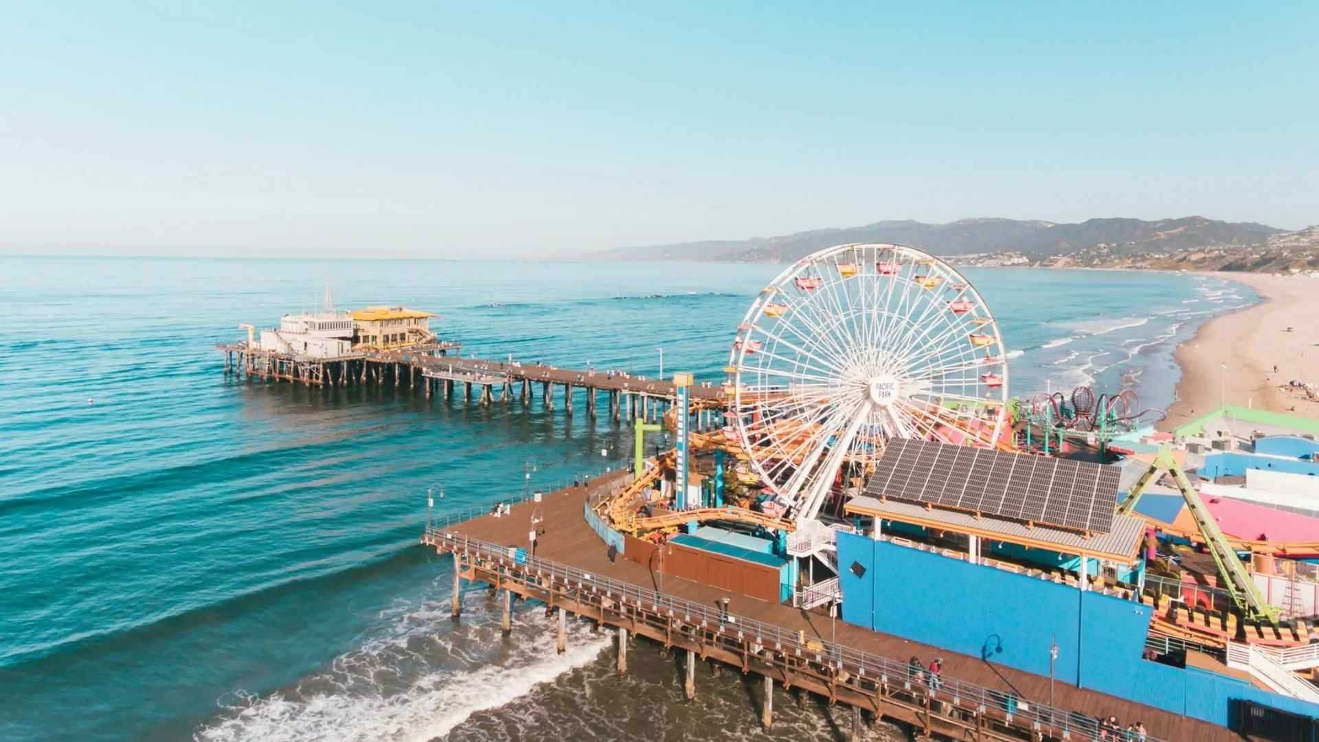 Aerial view of Santa Monica Pier near the mall where Nordstrom will permanently close this summer.