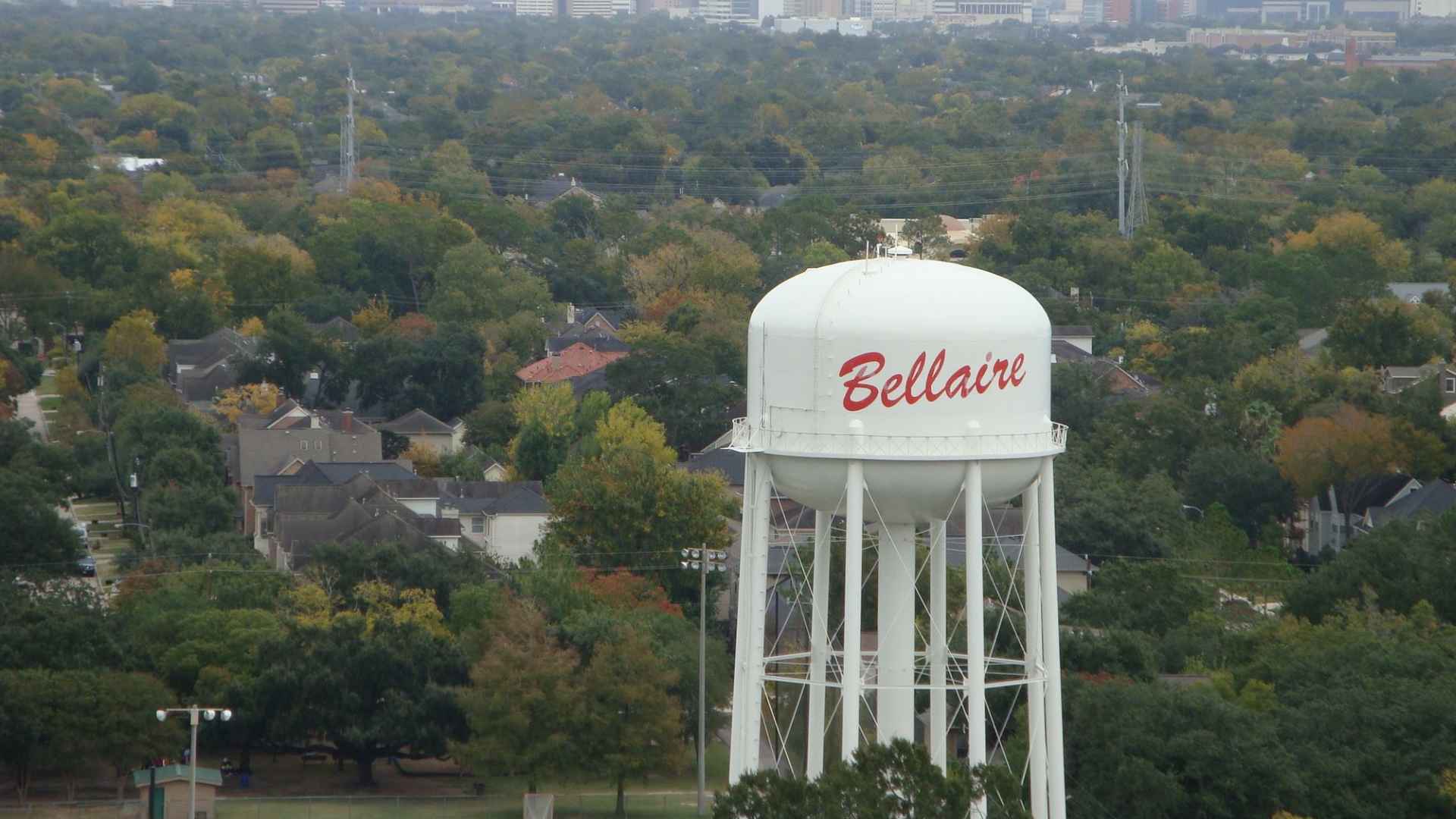 Bellaire water tower in one of the richest suburbs in the United States