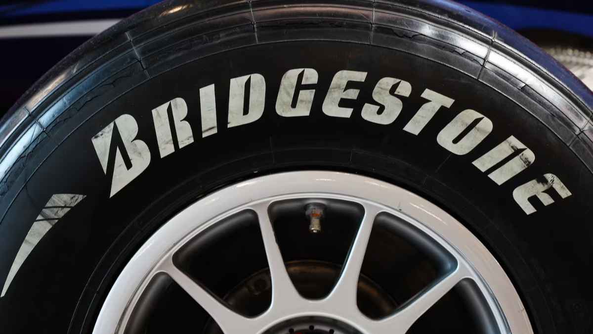 Close-up of a Bridgestone tire illustrating the closure of the Tennessee factory affecting 658 employees