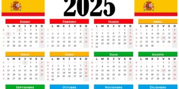 Calendario laboral 2025 con los festivos y puentes.