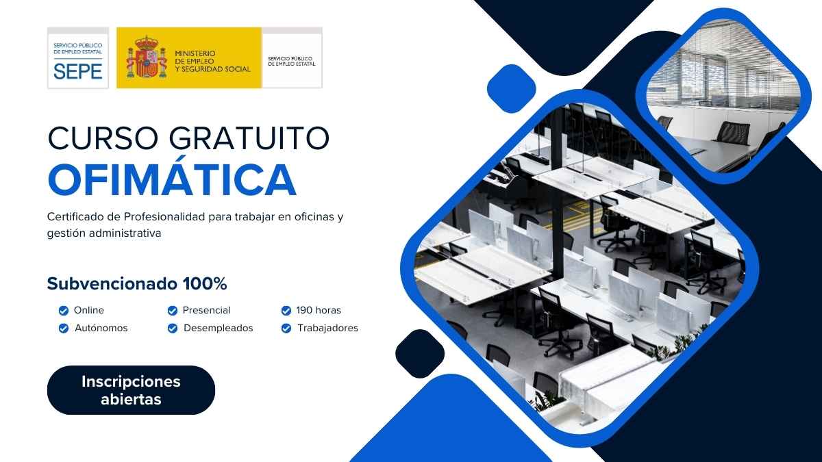 curso sepe gratuito ofimatica trabajar oficinas gestion administrativa certificado profesional