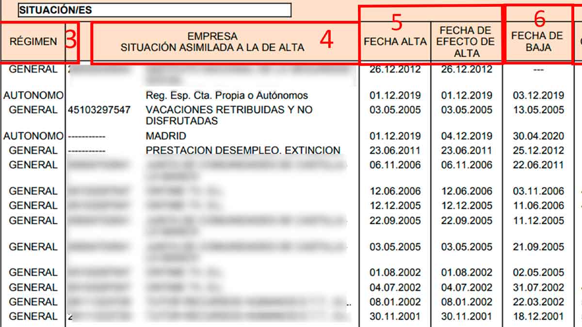 Para qué sirven las casillas GC, CT y CTP del informe de la vida laboral.