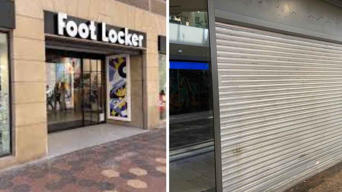 Fachada cerrada de la tienda Foot Locker en el centro comercial GranCasa de Zaragoza