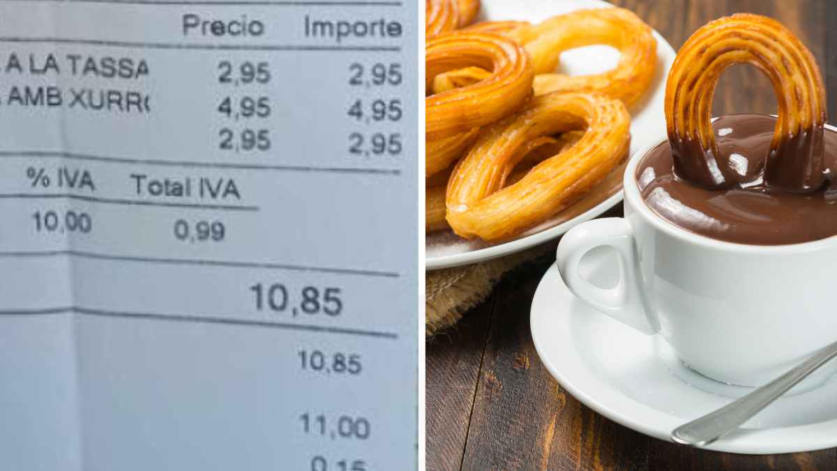 Ticket de 10,85 € y churros con chocolate que indignaron a un cliente en un bar de Gavà