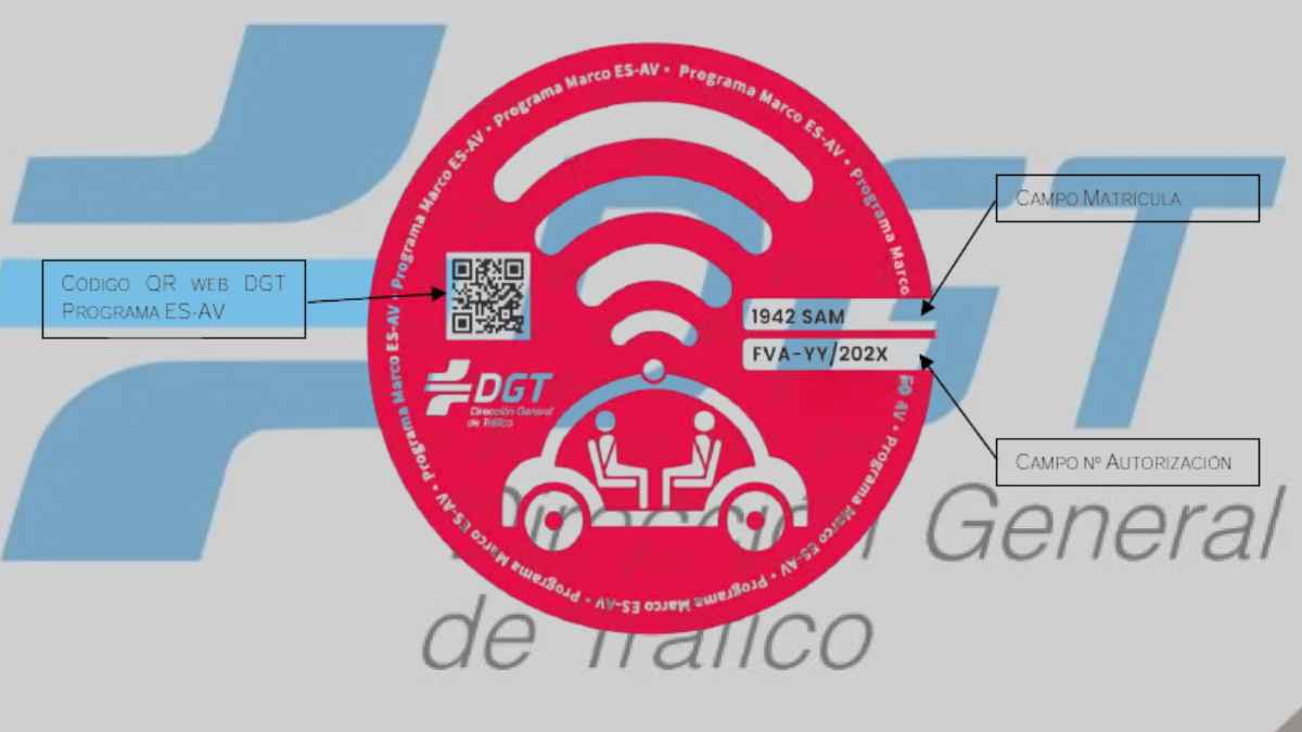 Etiqueta tecnológica de la DGT para vehículos autónomos dentro del Programa ES-AV en España
