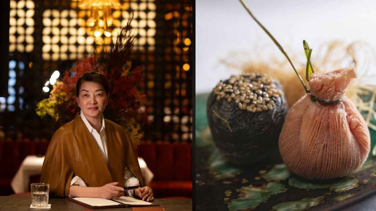 María Li Bao en su restaurante China Crown, con un plato de alta gastronomía china que refleja su expansión por España.