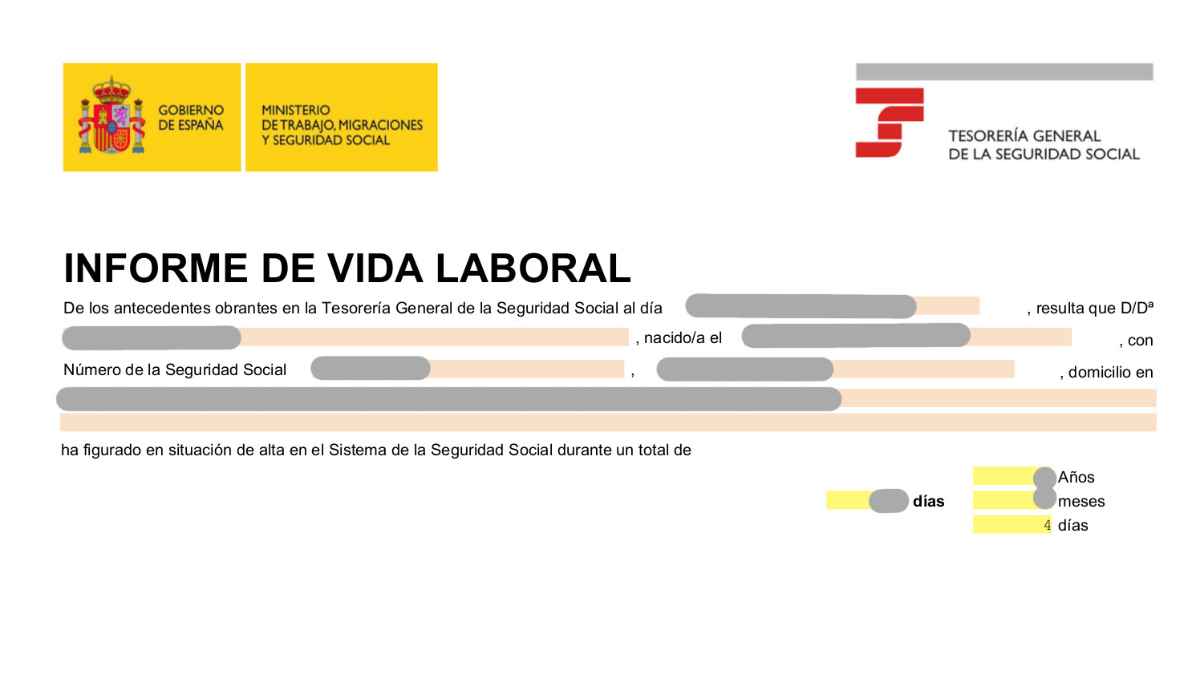 Informe de vida laboral de la Seguridad Social para calcular jubilación