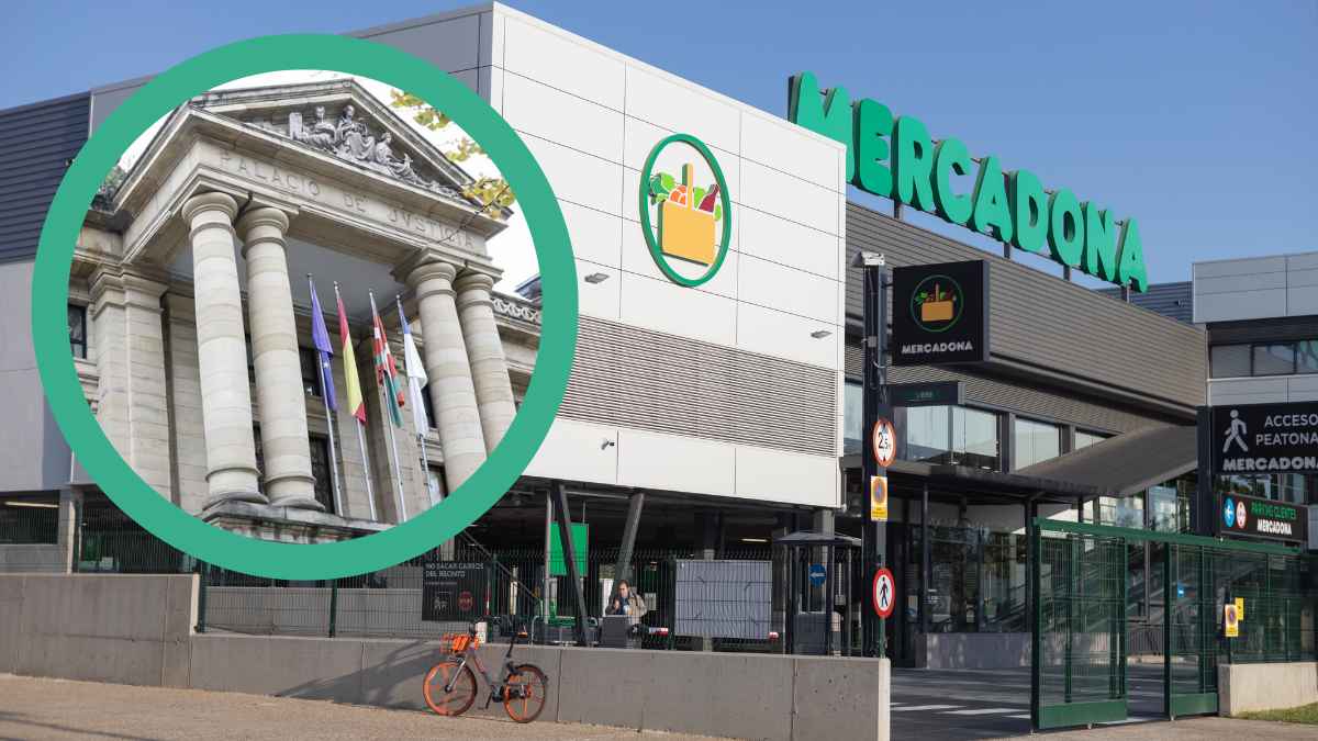 Fachada de Mercadona junto al Palacio de Justicia, símbolo de la sentencia que rechaza el turno fijo de mañana a una gerente madre soltera.