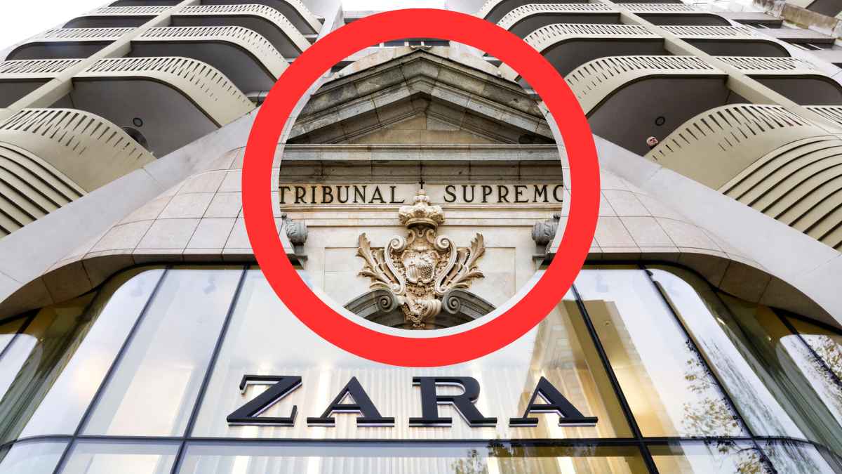 Fachada de Zara con señal destacando la sentencia del Tribunal Supremo que garantiza el bonus a trabajadores en baja médica.