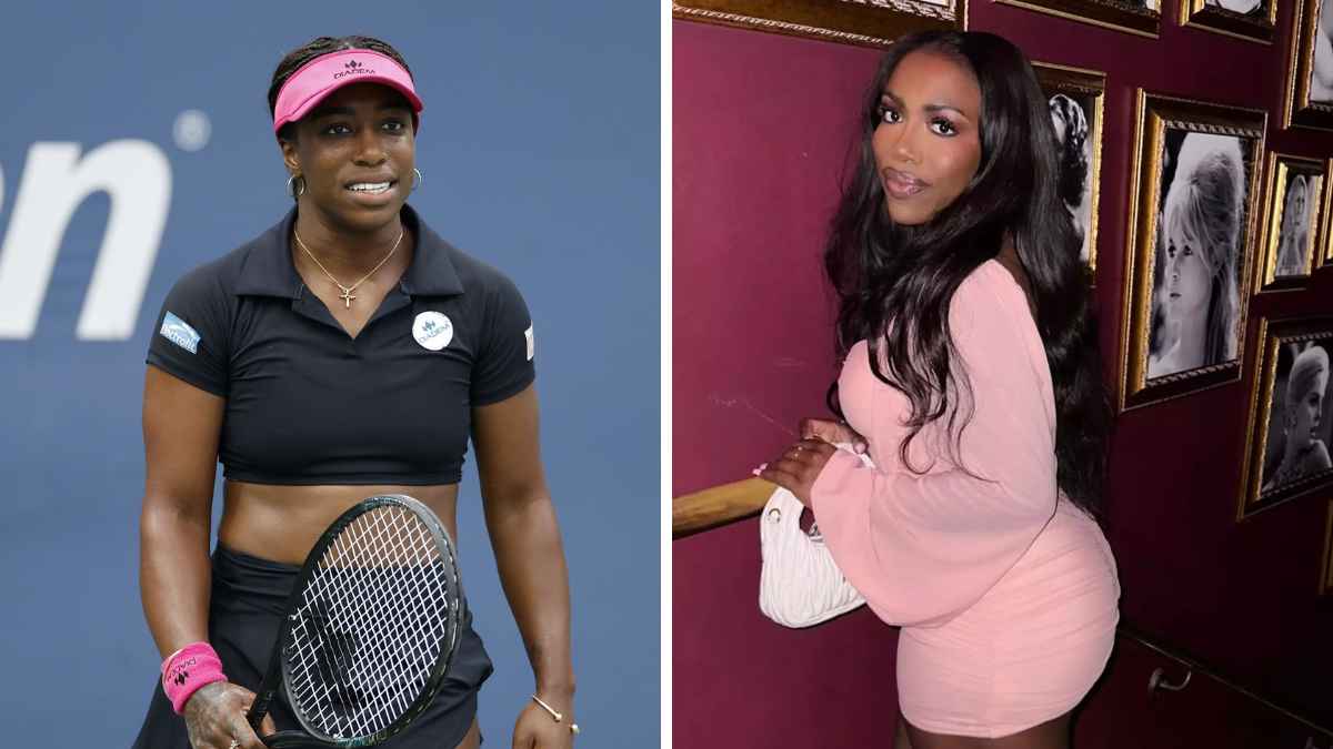 Tenista Sachia Vickery en un partido y posando fuera de las pistas tras ganar dinero en OnlyFans