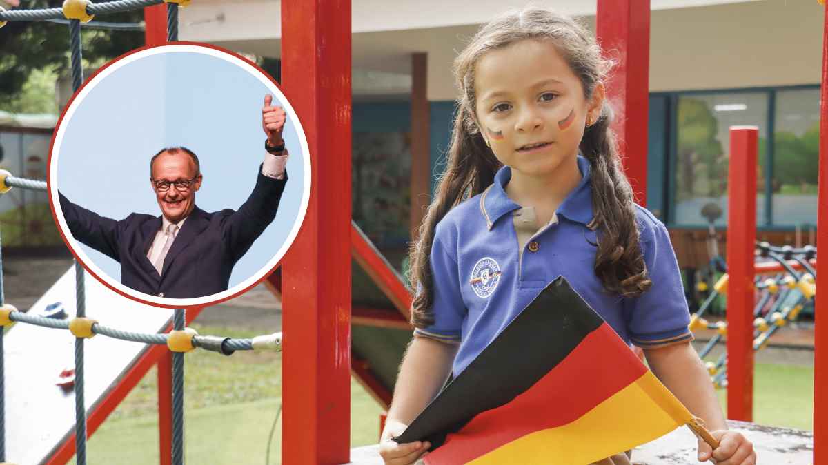 Niña con bandera de Alemania