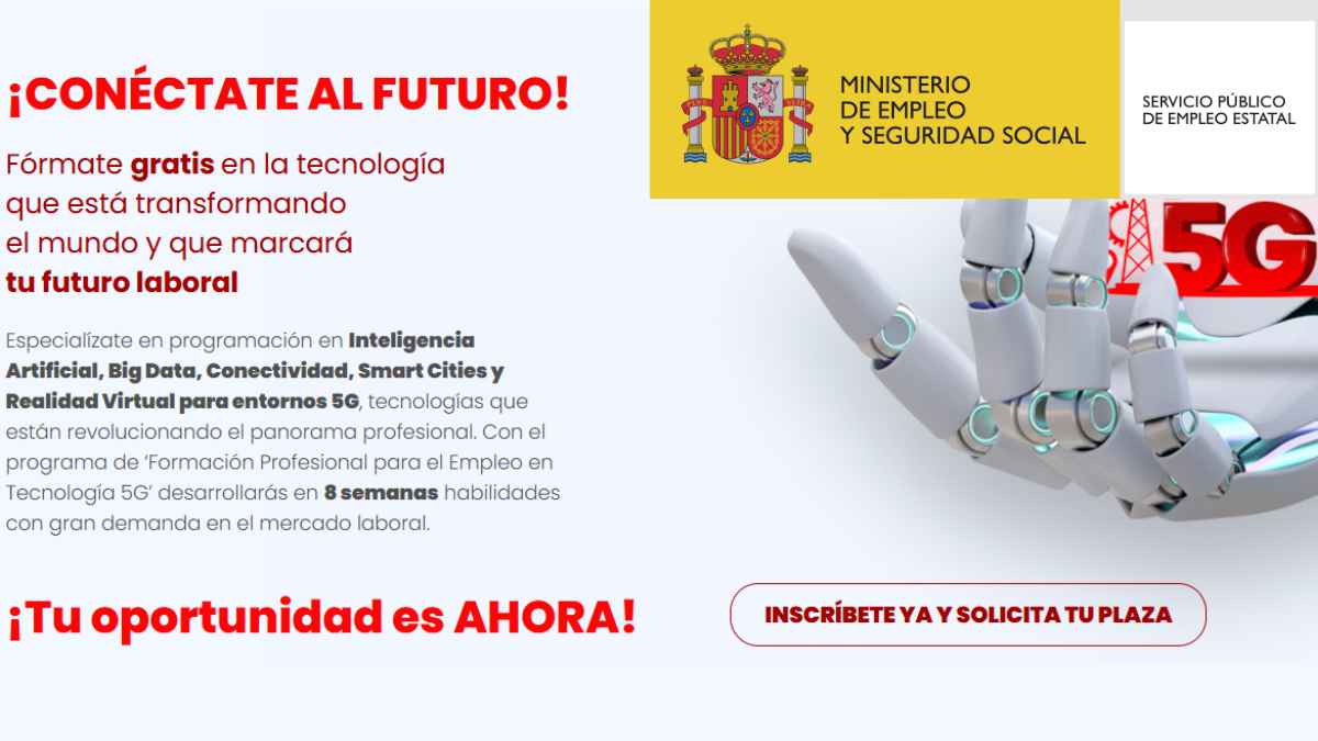 Curso 5G gratis del SEPE en Andalucía para empleo con sueldos de hasta 4580 euros