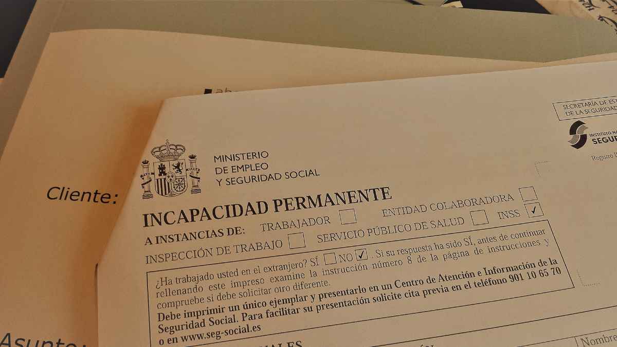 Formulario de incapacidad permanente de la Seguridad Social en España