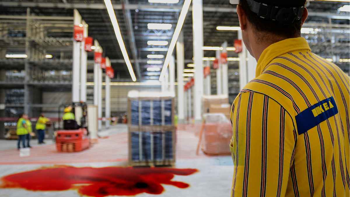 Empleado de IKEA en almacén logístico durante jornada laboral en España