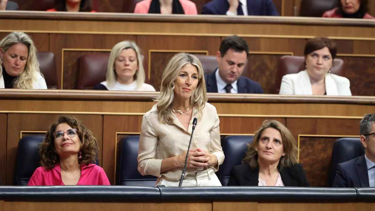 Yolanda Díaz durante una intervención en el Congreso sobre la reforma de las indemnizaciones por despido improcedente en España