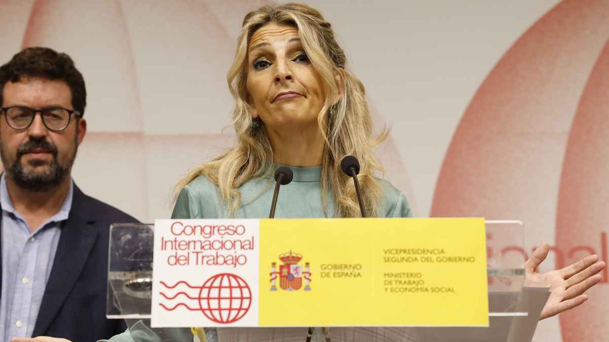 Yolanda Díaz durante la presentación del nuevo sistema de registro horario para trabajadores
