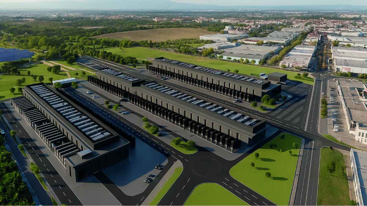 Recreación del macrocentro de datos e IA que se construirá en Badajoz sobre más de 200.000 metros cuadrados.