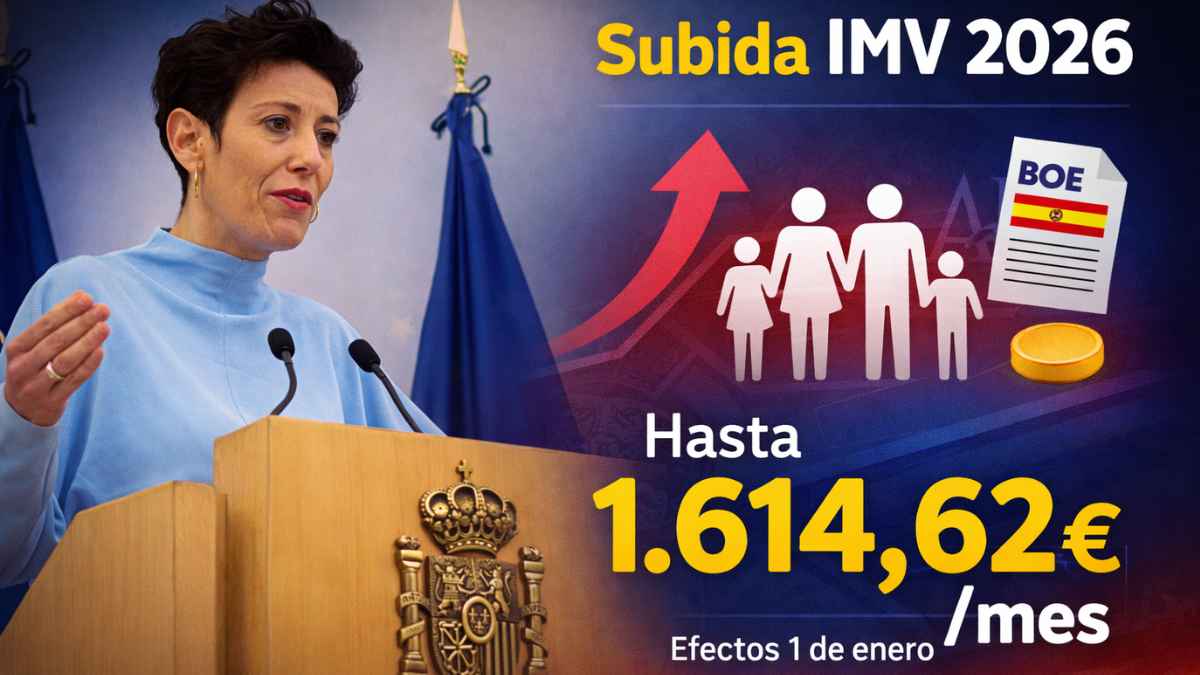 Elma Saiz anuncia la subida del Ingreso Mínimo Vital 2026 hasta 1.614,62 euros mensuales según el BOE