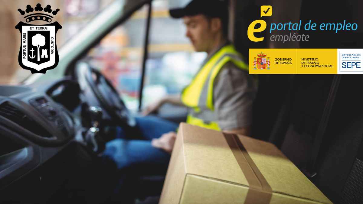Repartidor en furgoneta durante la campaña de empleo del SEPE en Huelva