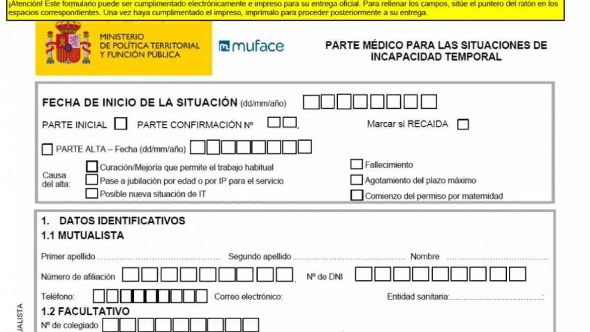 Parte médico de baja laboral utilizado en un caso de falsificación juzgado por el Tribunal Supremo