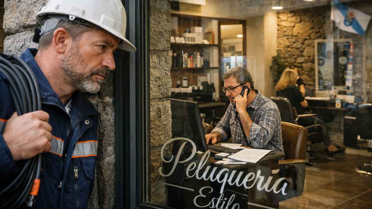 Electricista naval de baja por ictus acudiendo a su peluquería mientras gestionaba el negocio