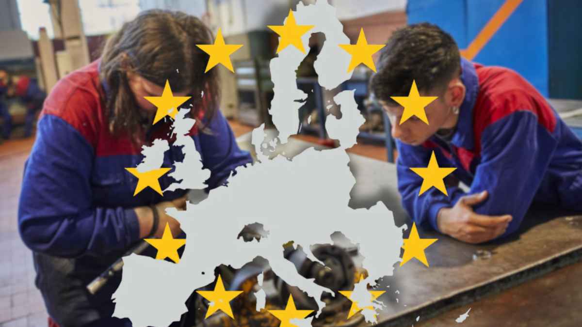 Alumnado de Formación Profesional realizando prácticas mientras participan en estancias formativas en la Unión Europea
