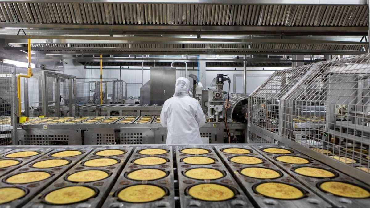 Línea de producción de tortillas de patata del proveedor de Mercadona en la planta de Funes