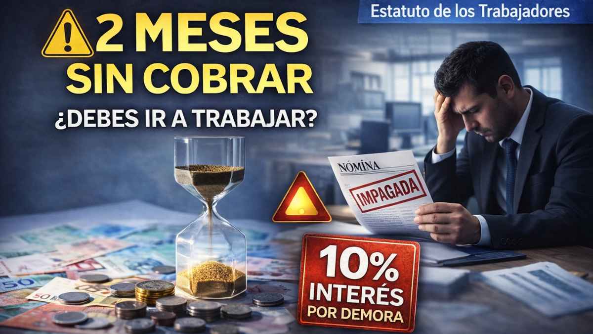 Trabajador con nómina impagada: 2 meses sin cobrar y 10% de interés por demora (Estatuto de los Trabajadores).