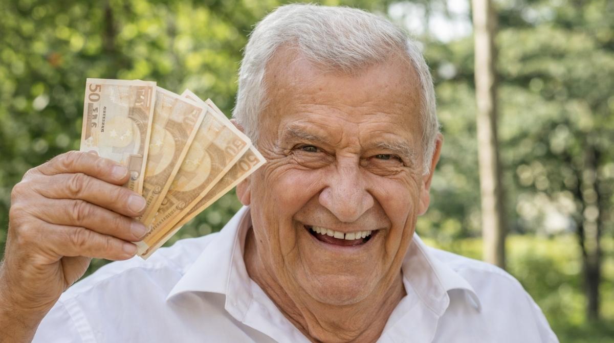 hombre mayor mostrando billetes de euro como ejemplo de ahorro y planificación del dinero para la jubilación