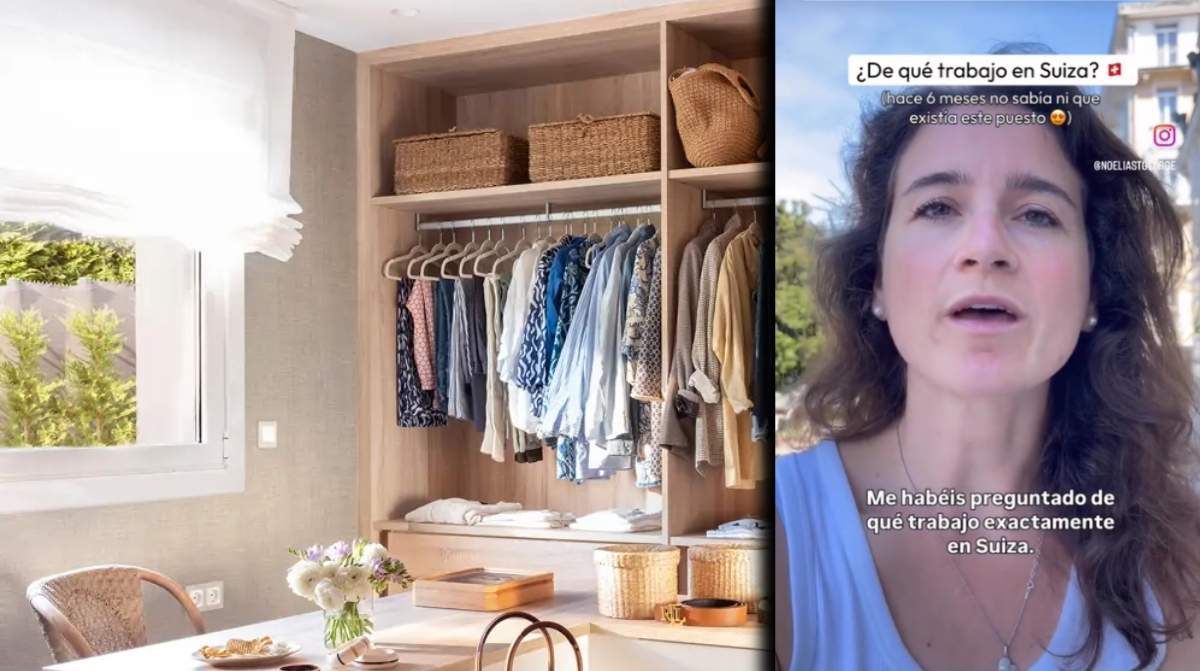Española que trabaja como laundress en Suiza mostrando el cuidado y organización de ropa de lujo en una casa UHNW