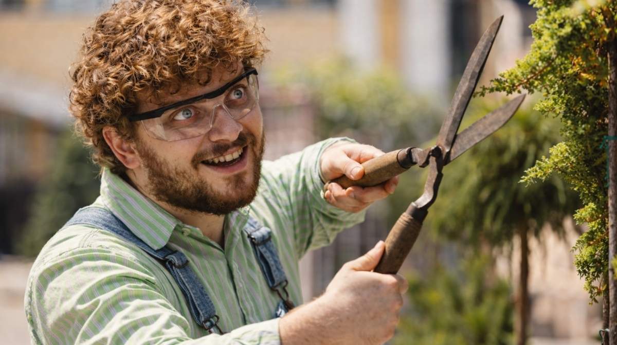 Jardinero usando tijeras de podar en seto caso incapacidad permanente por trastorno mental y uso de maquinaria peligrosa