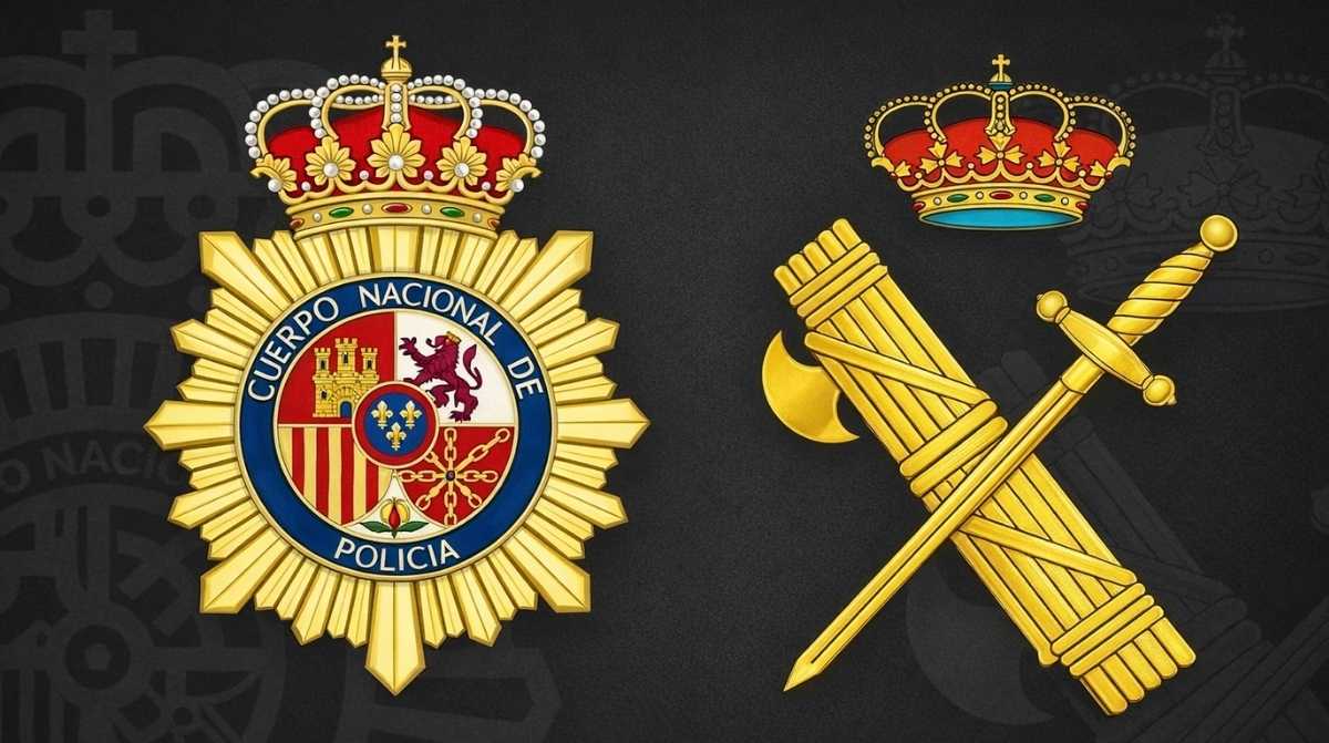 Escudos de la Policía Nacional y la Guardia Civil tras la convocatoria de más de 6.000 plazas de empleo público por Interior