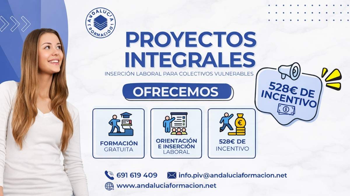 Programa de empleo en Andalucía con formación gratuita, orientación laboral y ayuda de 528 euros