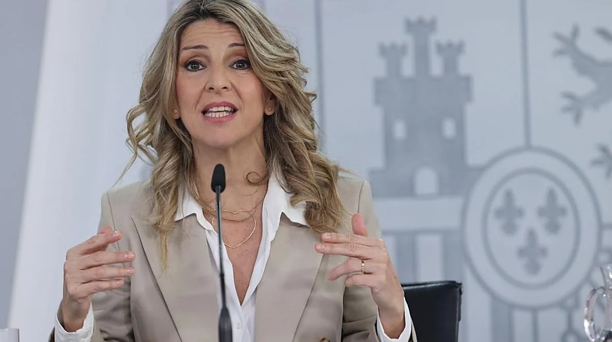 Yolanda Díaz durante una intervención sobre el registro horario en España