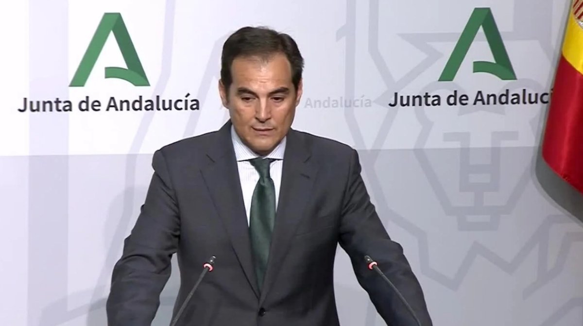 Consejero de la Junta de Andalucía durante anuncio del teletrabajo para funcionarios